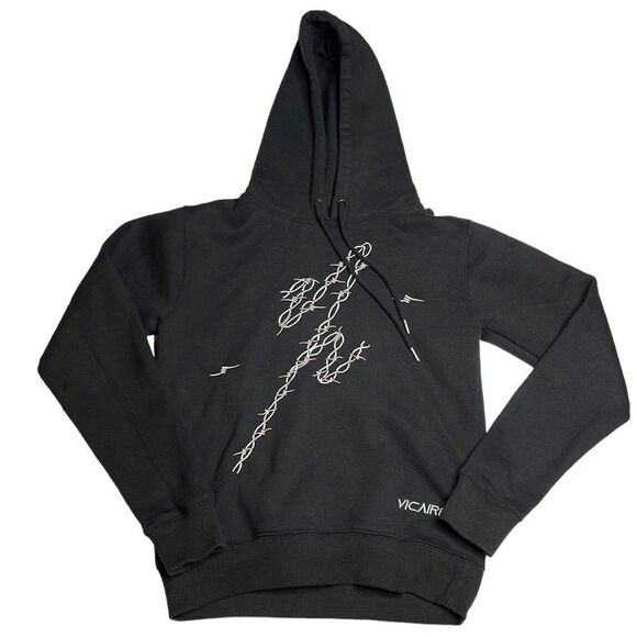Vicaire Embroidered Restraint Barbed Wire Black Hoodie Small - Picture 1 of 7